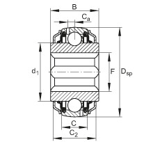 Self-aligning deep groove ball bearings - GVKE16-205-KRR-B-2C-AS2/V-AH01