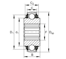 Self-aligning deep groove ball bearings - SK014-205-KTT-B-L402/70