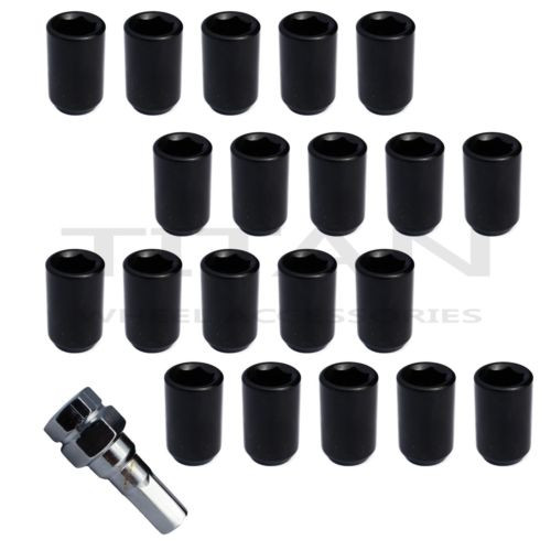 20 Piece BLACK Tuner Lugs Nuts | 7/16" Hex Lugs | Key Included