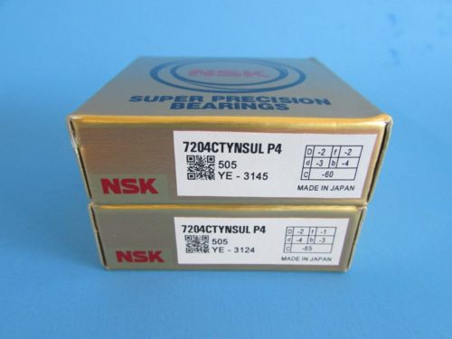 NSK7204CTYNSUL  P4 ABEC- 7 Super Precision Spindle Bearings (Matched Pair)