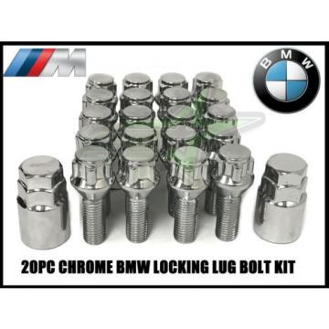 20 CHROME BMW LUG BOLT LOCKS + 2 KEYS 12x1.5 | FITS MOST E36 E46 F10 F30 F20 M3