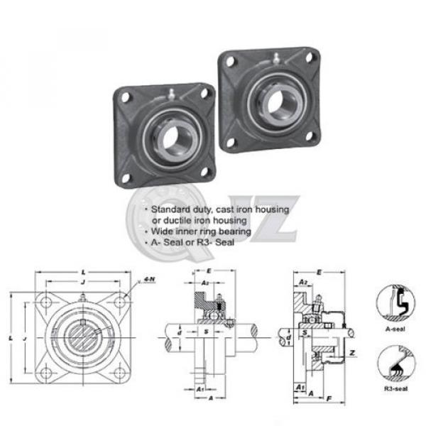 2x 15/16in Square Flange Units Cast Iron UCF205-15 Mounted Bearing UC205-15+F205 #4 image